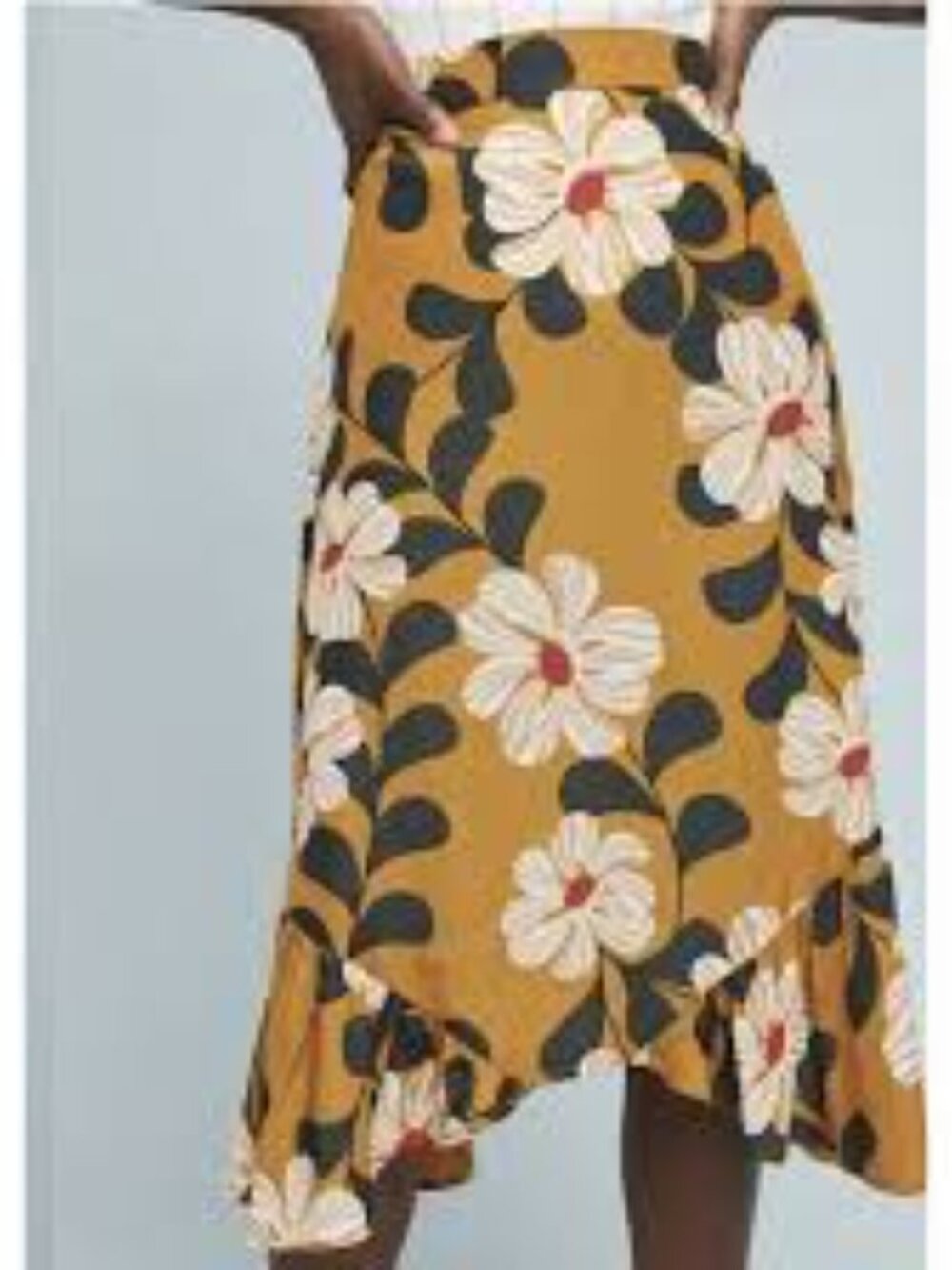 Anthropologie x Eva Franco Ikebana Floral Skirt Sz 2 Mustard NWT Anthropologie